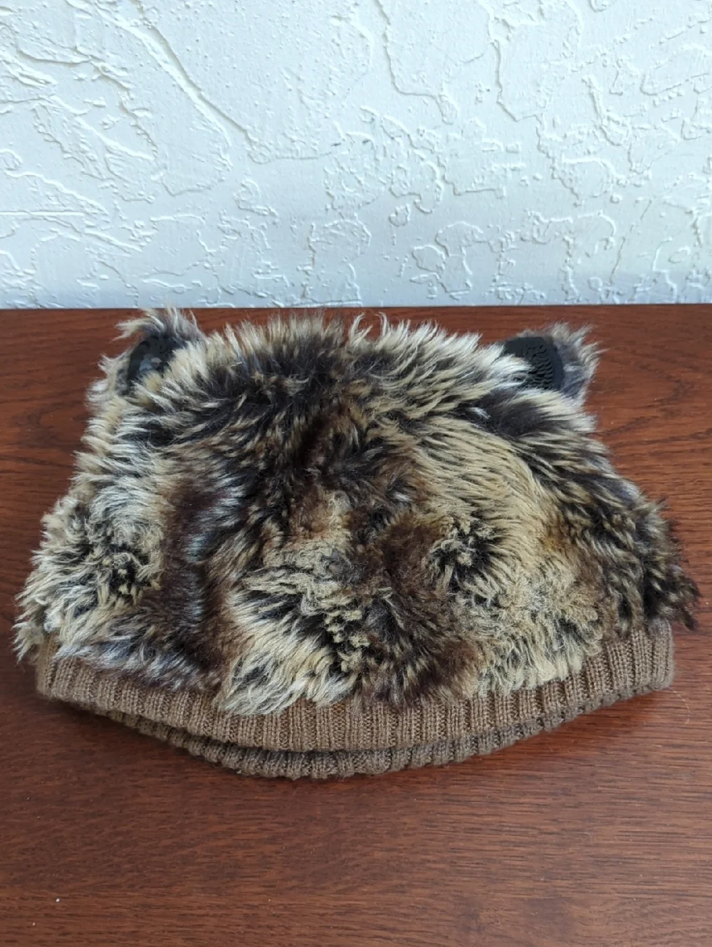 Joe Boxer Furry Light Brown Bear Fleece Lined Hat with Sequin Ears One Size